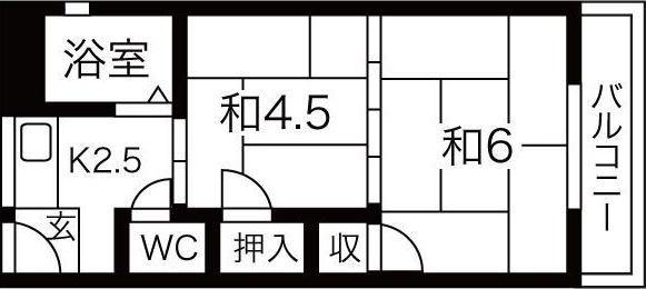 立花マンション(2K/1階)の間取り写真