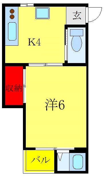 桜コーポ(1K/2階)の間取り写真