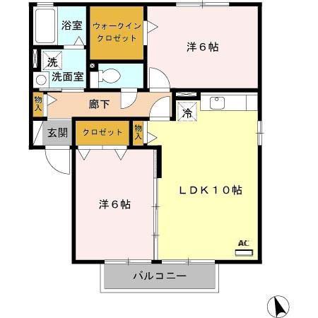 セジュール荒井A(2LDK/2階)の間取り写真