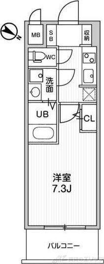 LA DOUCEUR西天満(1K/2階)の間取り写真