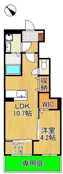 ボンシャンス楠木(1LDK/1階)の間取り写真
