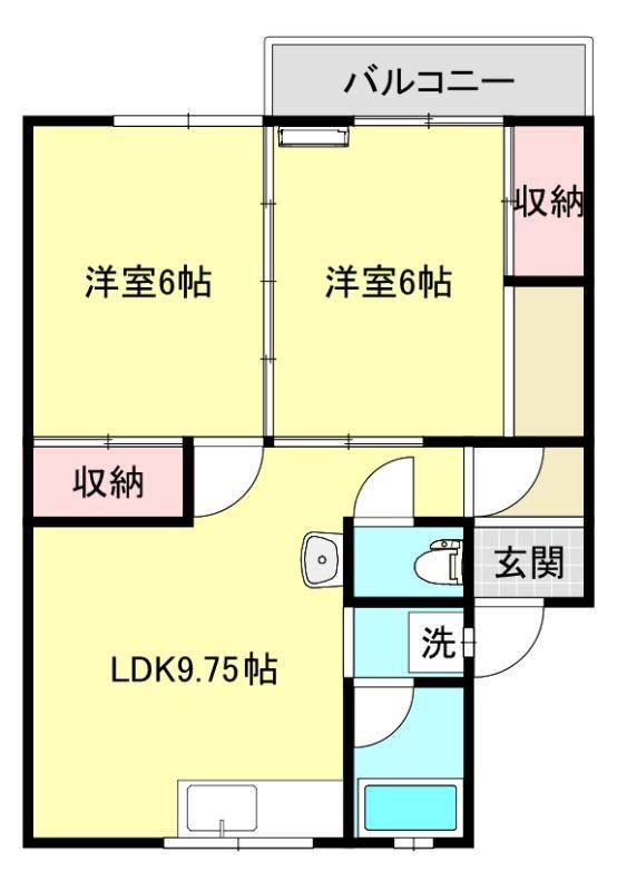 マキシムハイツ(2LDK/2階)の間取り写真