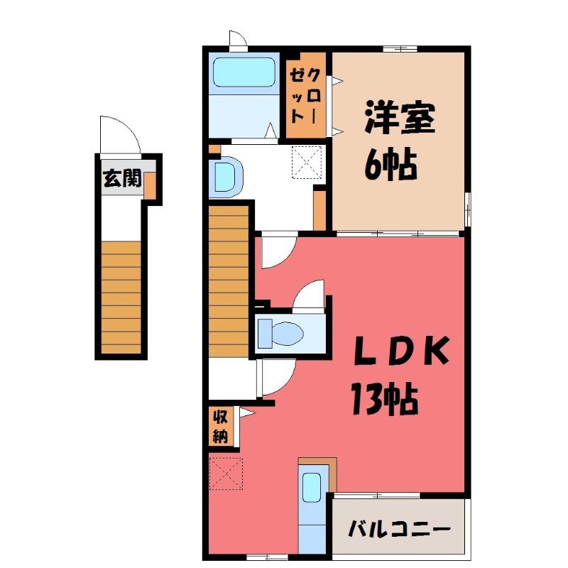 シェトワ(1LDK/2階)の間取り写真