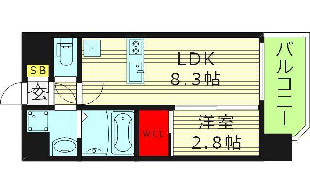 エスリード ザ・レーヴ大阪(1LDK/3階)の間取り写真
