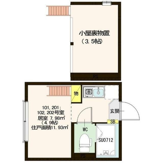 プレミア経堂(ワンルーム/1階)の間取り写真