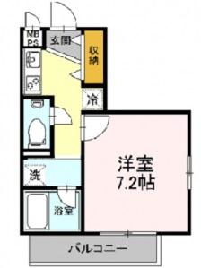 レグルス中央林間(1K/2階)の間取り写真