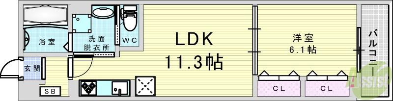 ジーアンビエンス(1LDK/2階)の間取り写真