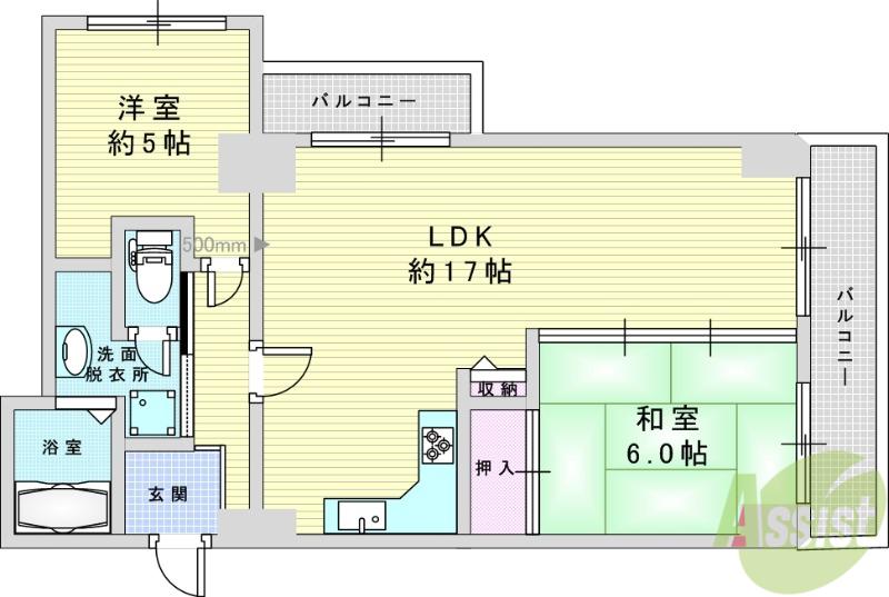 花川アーバンライフ(2LDK/4階)の間取り写真