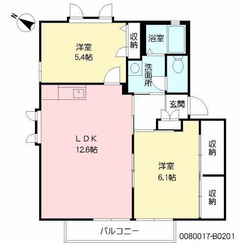 サニーパルB(2LDK/2階)の間取り写真