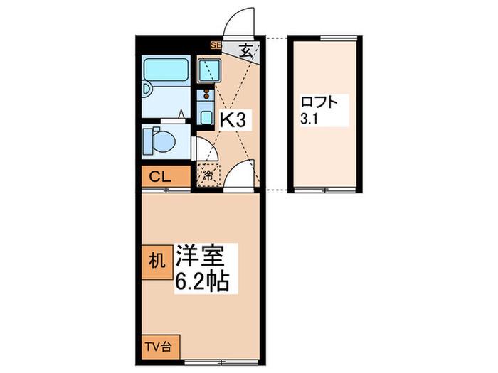 HAPPY ADVANCE(1K/2階)の間取り写真