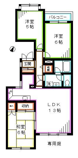 カサ・デ高井戸(3LDK/2階)の間取り写真