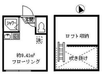 フェリス下高井戸(ワンルーム/1階)の間取り写真