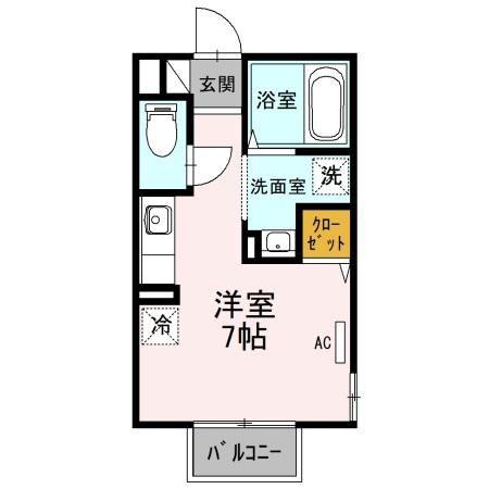 ボナール(ワンルーム/2階)の間取り写真