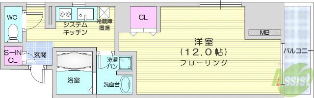 KDX定禅寺通レジデンス(1K/3階)の間取り写真
