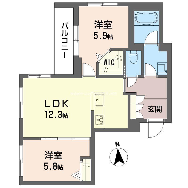 サラシャンティ(2LDK/3階)の間取り写真