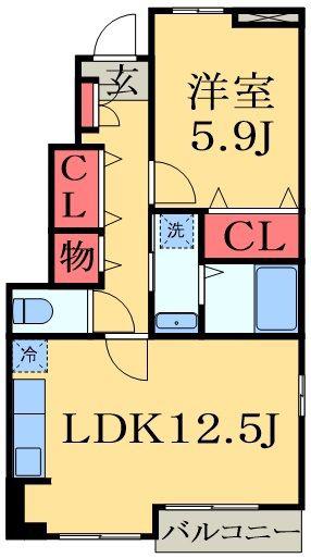 ブリランテオリオンⅠ(1LDK/1階)の間取り写真
