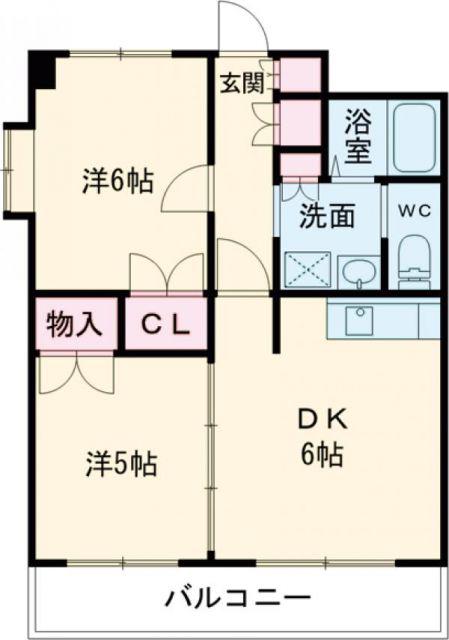 ヴィラKS(2DK/5階)の間取り写真