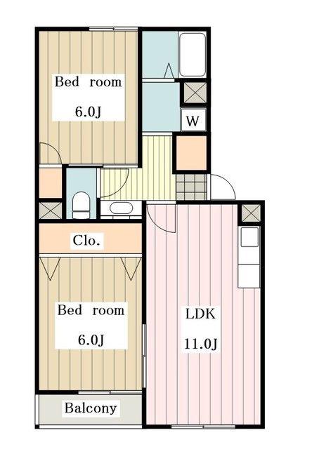 メゾンソレイユ(2LDK/2階)の間取り写真