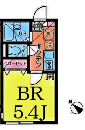 リーヴェルポート横浜南アジュール(1K/2階)の間取り写真
