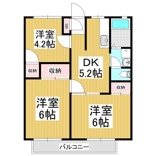 サンシティ大山(3K/2階)の間取り写真
