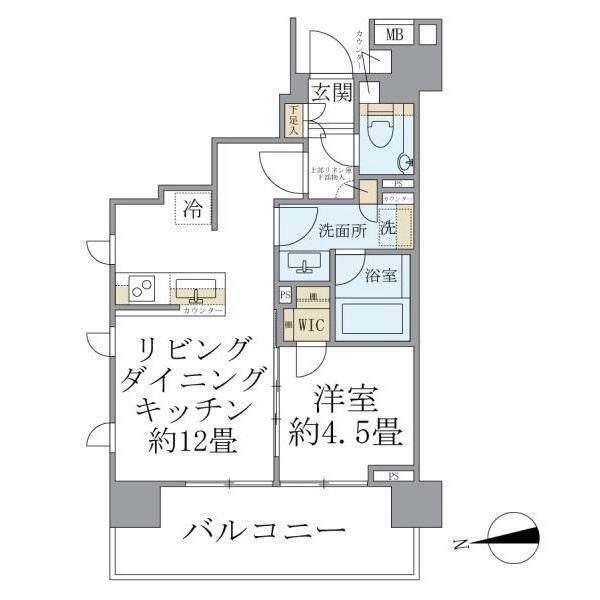 ウェリス六本木(1LDK/2階)の間取り写真