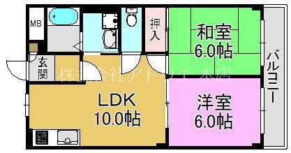 メゾンドユニ(2LDK/2階)の間取り写真