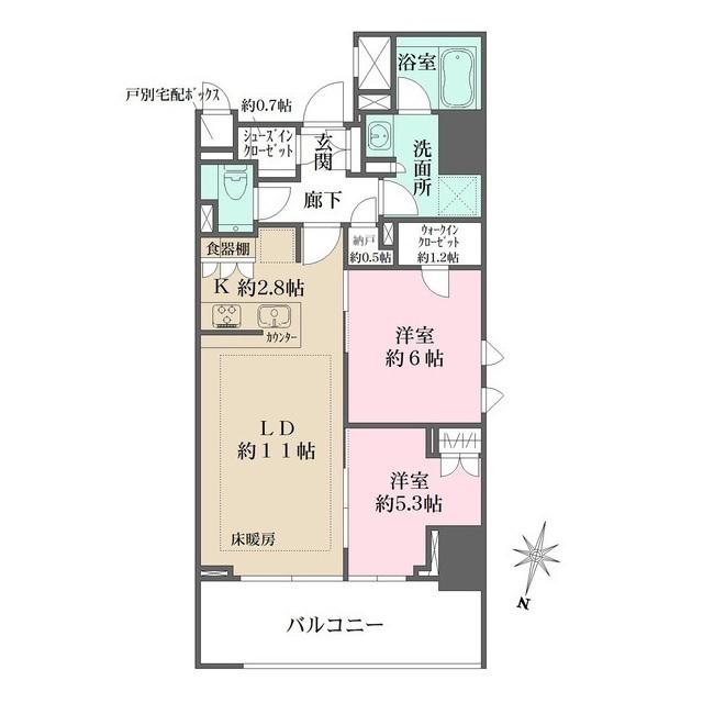 ザ・パークハウス麹町三丁目(2SLDK/2階)の間取り写真