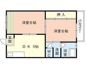 アベニュー砂山(2DK/3階)の間取り写真