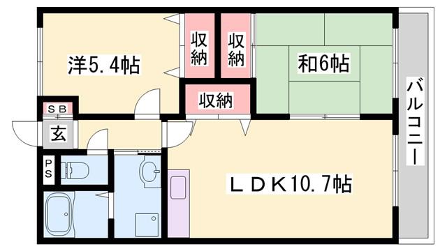 センターロード広畑(2LDK/2階)の間取り写真