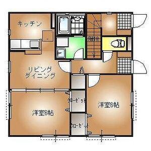 ディアコートD(2LDK/1階)の間取り写真