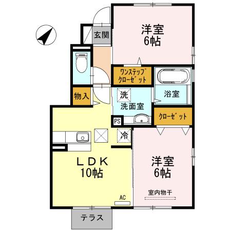 ディアコート浜道I(2LDK/1階)の間取り写真