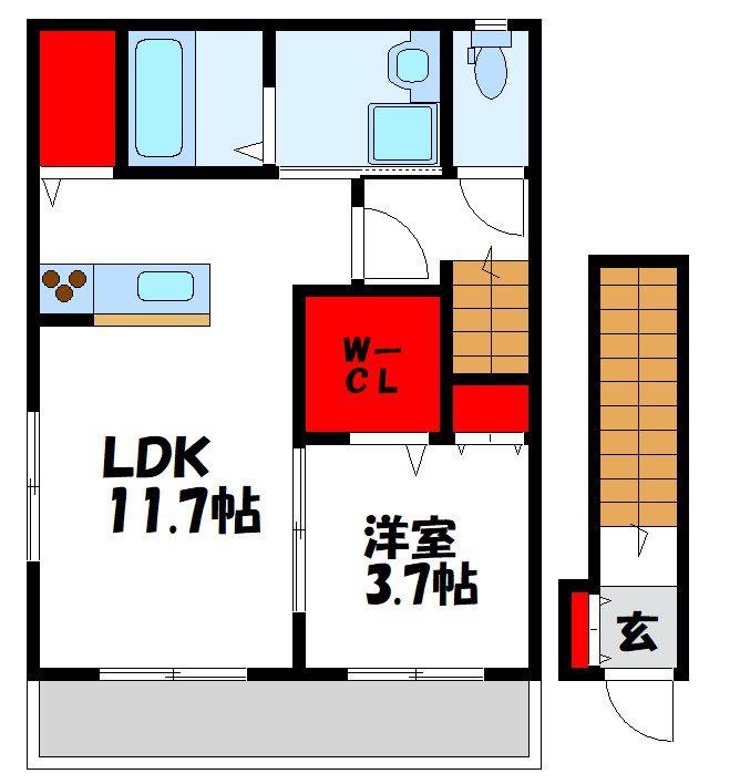 PREVOYANCE須恵中央(1LDK/2階)の間取り写真