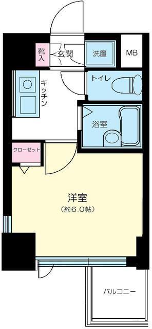 スパシエルクス門前仲町(1K/3階)の間取り写真