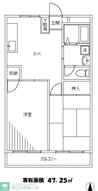 TOOTH VILLA(2DK/2階)の間取り写真
