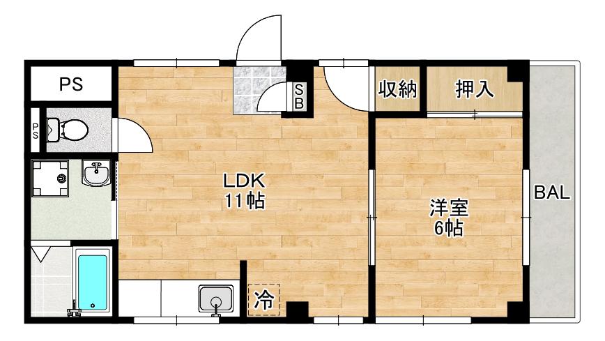 マロンハイツ(1LDK/1階)の間取り写真