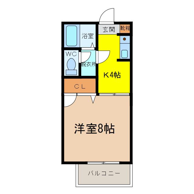 ライオンズ17(1K/2階)の間取り写真