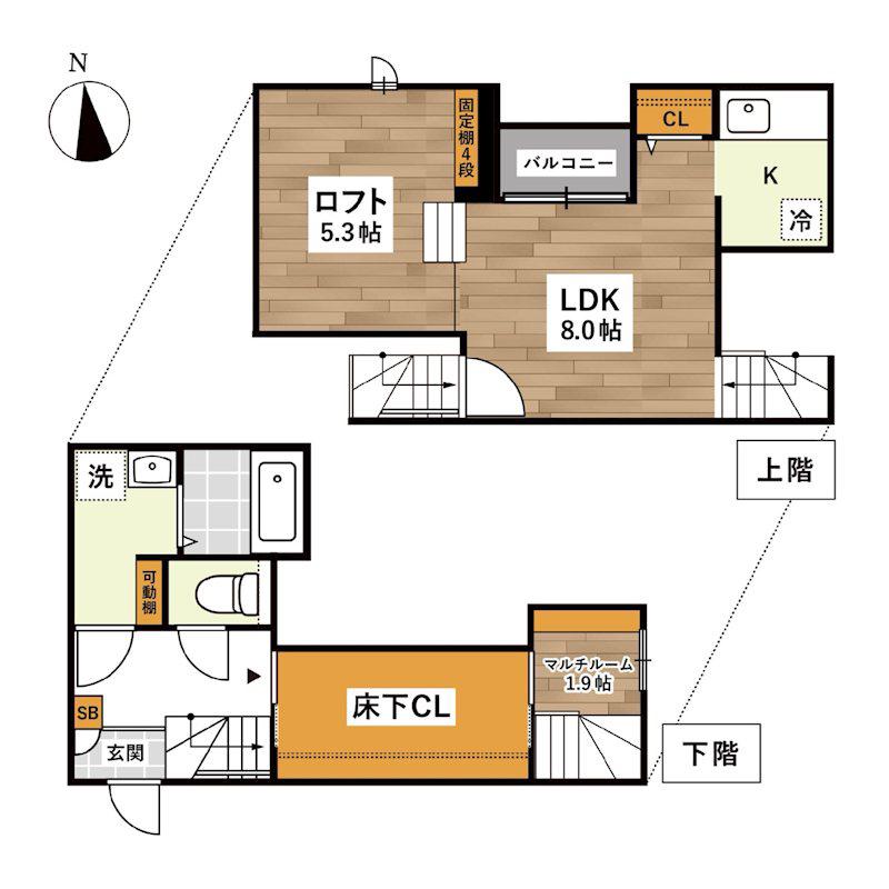 ADC帯山東(1LDK/2階)の間取り写真