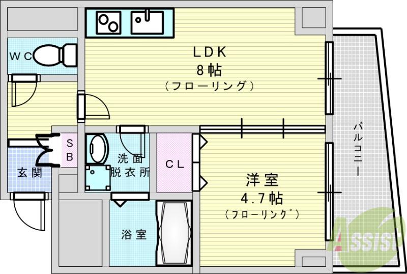 サンレムート新大阪イースト2(1DK/2階)の間取り写真