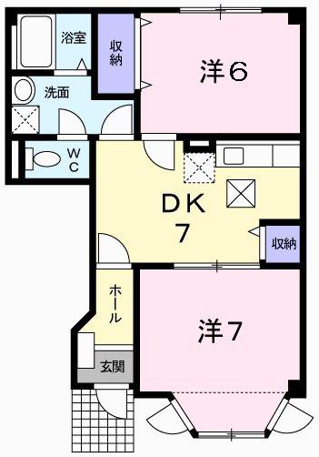 クレールみゆき(2DK/1階)の間取り写真