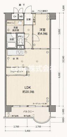 ストークマンション長堀(2LDK/5階)の間取り写真