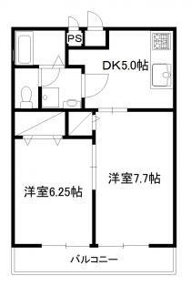 リトルハウス(2DK/2階)の間取り写真