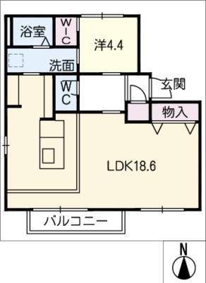ピュアタウン花園A(1LDK/2階)の間取り写真