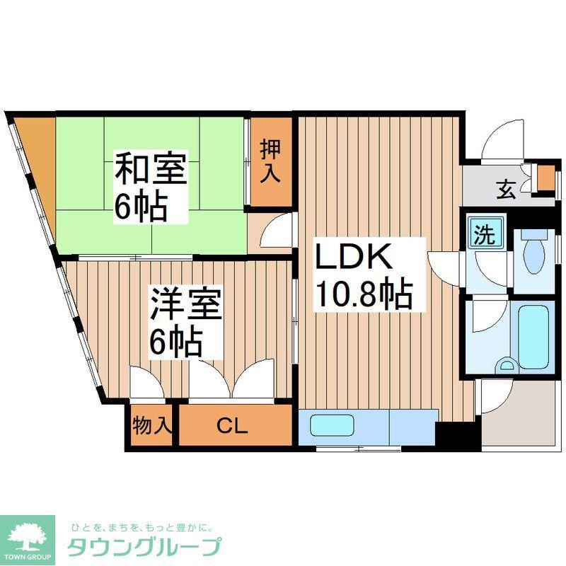 徳増第一マンション(2LDK/4階)の間取り写真