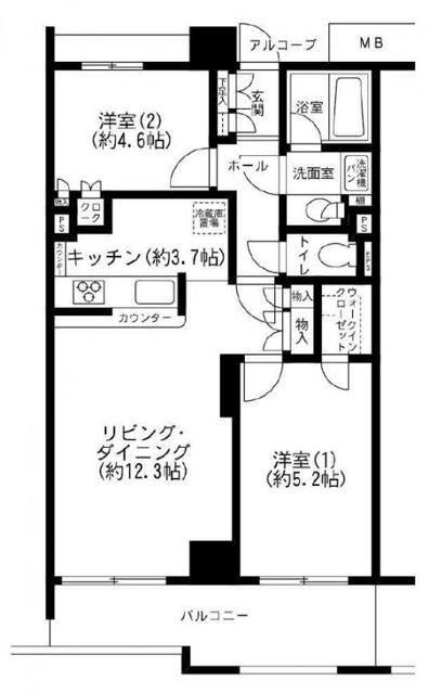 パティオス17番街(2LDK/5階)の間取り写真