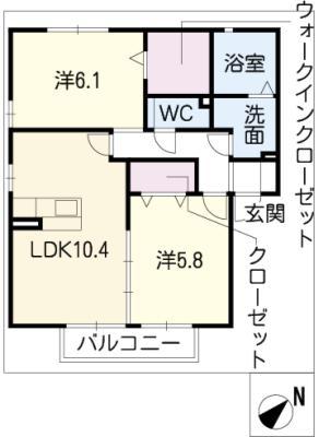 プルミエ(2LDK/2階)の間取り写真