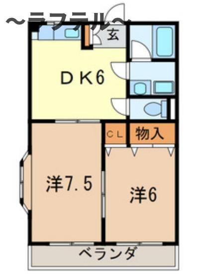 メゾンドグリュ(2DK/2階)の間取り写真