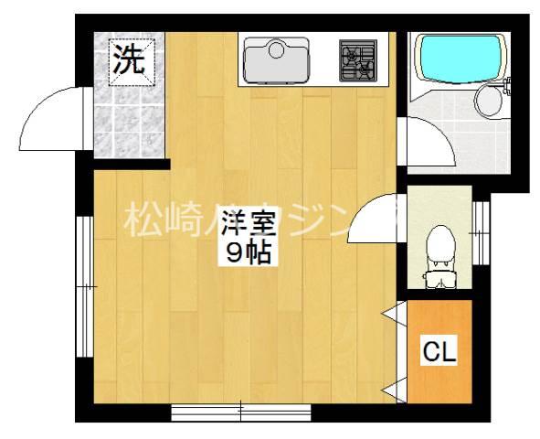 西武新宿線 沼袋駅 徒歩3分 2階建 築21年(ワンルーム/1階)の間取り写真