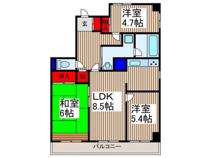 ツインズ浦和(3LDK/3階)の間取り写真