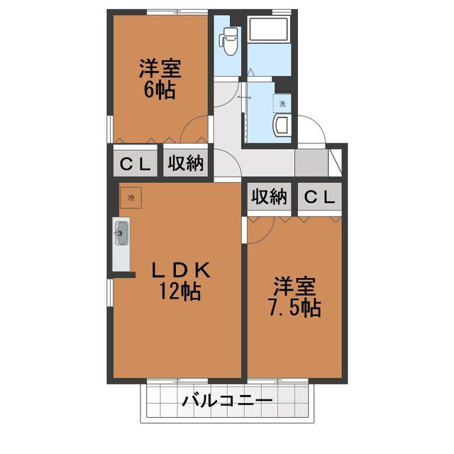 アバンサール・ミヤオ(2LDK/2階)の間取り写真
