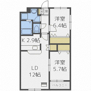 エトワールグランデ(2LDK/4階)の間取り写真